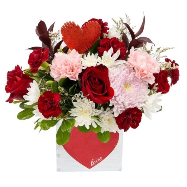 valentinefloralarrangement Valentines Flowers in a Box Arrangement
